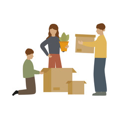 family packs boxes when moving vector illustration EPS10