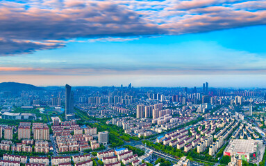 Fototapeta na wymiar Li Lake CBD City Scenery in Wuxi City, Jiangsu Province, China