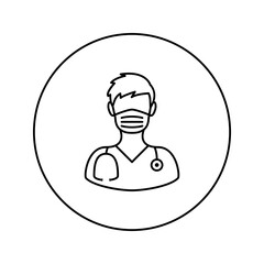 Medical worker. Man. Universal Icon. Vector. Thin line.