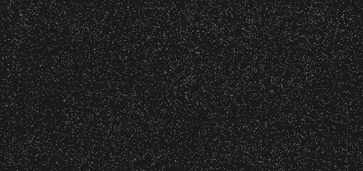 Abstract white dotted pattern grunge on black background and texture. Surface with fine fibers, particles and dust. Small noise, chaotic dots, spots