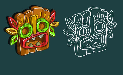 Set of african tribal masks. Ritual symbols isolated on white background. Colorful flat vector illustration. Vector illustration