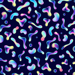 Abstract trendy neon gradient color fluid shape elements pattern on dark background.