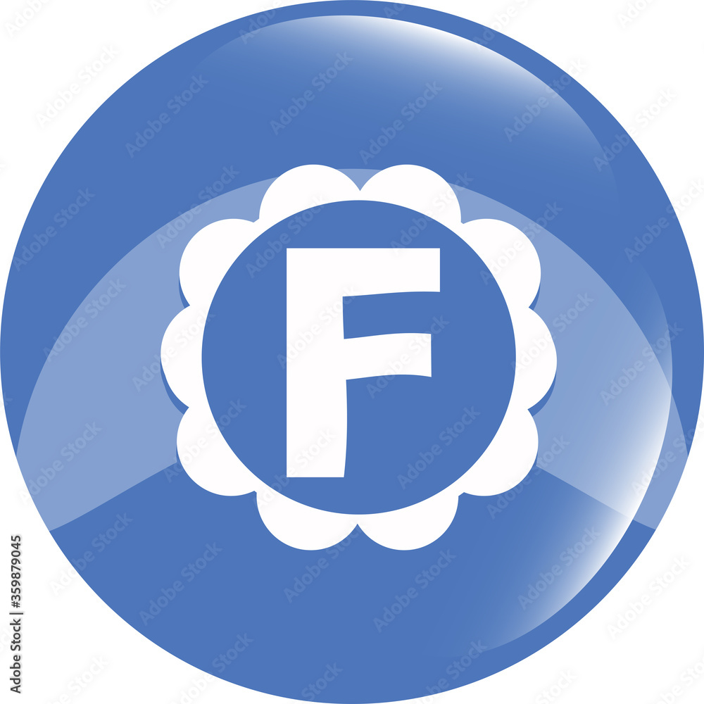 Aufkleber letter f in the web button. f symbol design web icon