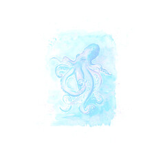 Aquarelle painting of sea animals sketch art pattern illustration