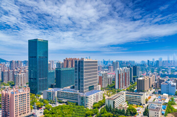 Fototapeta premium Li Lake CBD City Scenery in Wuxi City, Jiangsu Province, China