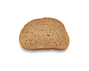 oval slice of rye bread bread isolated on white background