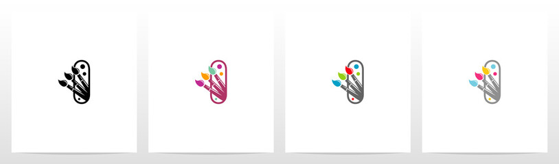 Colorfull Brushes On Letter Logo Design I