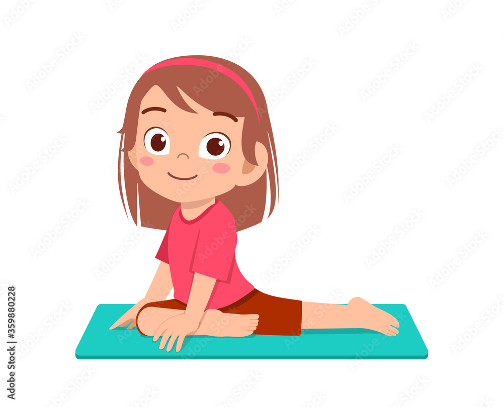 Canvas Prints happy cute little kid boy and girl do yoga pose