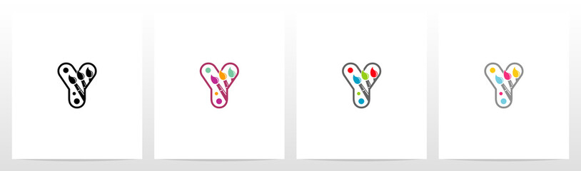 Colorfull Brushes On Letter Logo Design Y