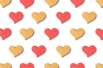 wooden heart pattern with shadow on white background 2