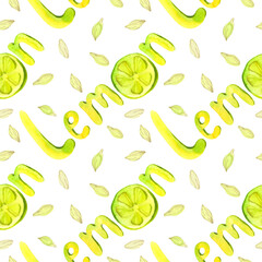 Seamless watercolor pattern with lemons