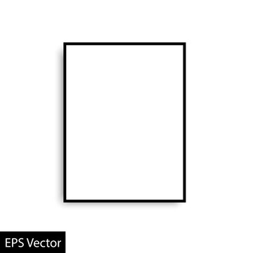 Black photo or picture frame with soft shadow. Vector
