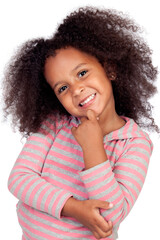 Pensive african little girl with beautiful hairstyle