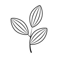 cute branch with leaves icon, line style