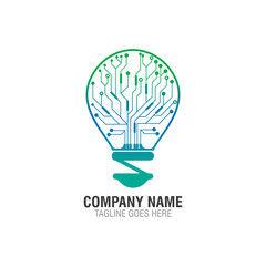 Bulb tech Circuit logo design, Electric light Technology icon