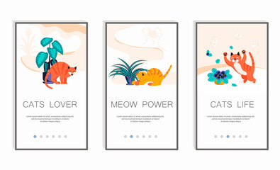 Fototapeta na wymiar Playful kitten mobile app screens