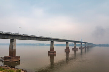 Fototapeta na wymiar The Bridge over the Mekong River, Thai-Laos border crossing, Mukdahan, Thailand