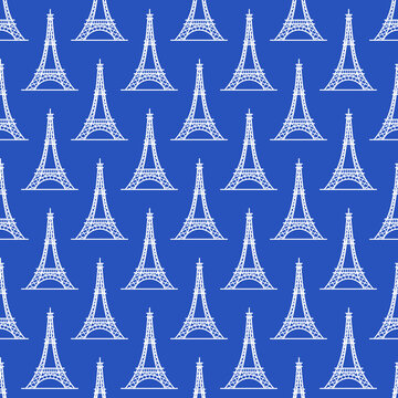Vector illustration. Seamless Eiffel tower pattern.
