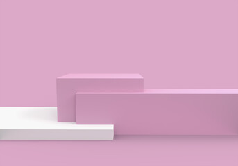 Podium in abstract blue composition, 3d rendering, 3d illustration