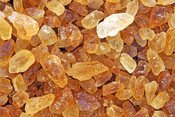 close up brown rock sugar crystal for background texture