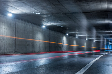 Obraz premium Highway tunnel. Interior of an urban tunnel without traffic.