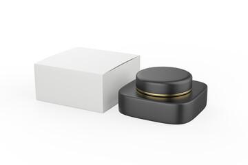 Cosmetic jar with packaging box mock up isolated on white background - 3d illustration