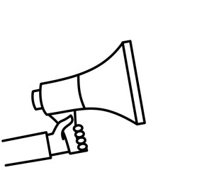 メガホン手(線画)