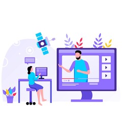Remote Learning vector Illustration. Study or Work From Home during COVID-19 Pandemic Outbreak