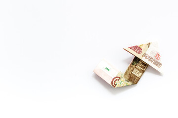 Isolated ruble chart on white background. Currency trading concept