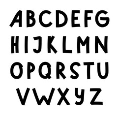 Vector illustration of a bold black English alphabet.