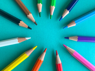 Back to school, pencils in a circle