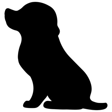 Silhouette of Beagle dog sitting in side view