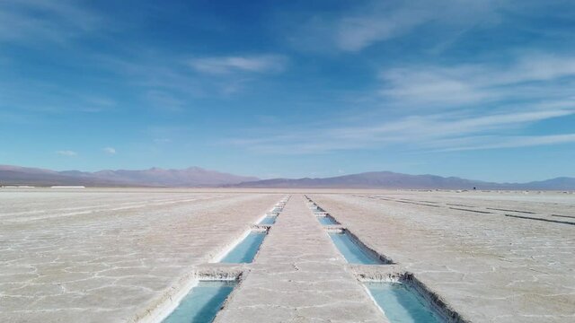 Panoramic view of the Salinas Grandes Salt Desert in Argentina
