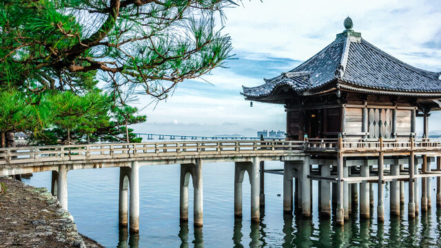 Mangetsu-ji or Mangetsuji Ukimido is a temple beside Lake Biwa in Otsu, Shiga Prefecture, Japan.