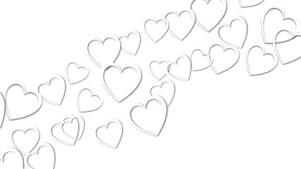 Beautiful abstract texture of white hearts with shadows for happy valentine's day on a white background. Vector illustration. Concept: love, a gift to the beloved