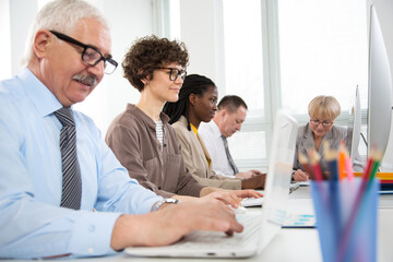 International business team working at a seminar together