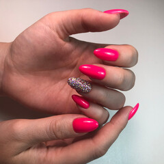 hand with red nails manicure