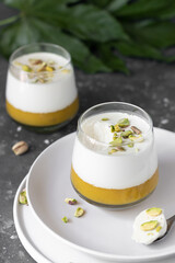 Italian dessert  in cup with mango 