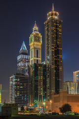 Skyscraper in Dubai at night