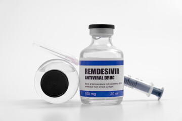 Remdesivir antiviral injectable drug vaccine medicine vial Covid-19 Corona Virus 2019-ncov syringe...