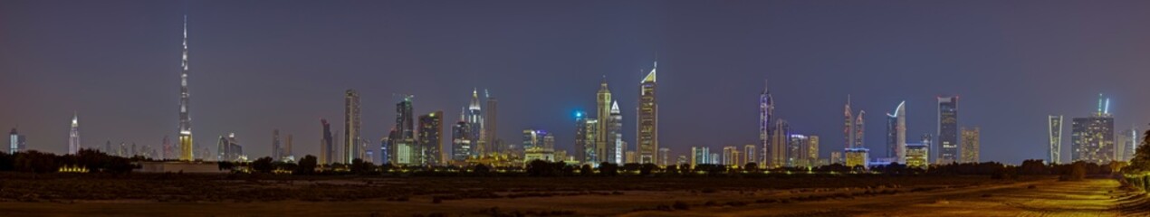 Panoramic picture of Dubai at night