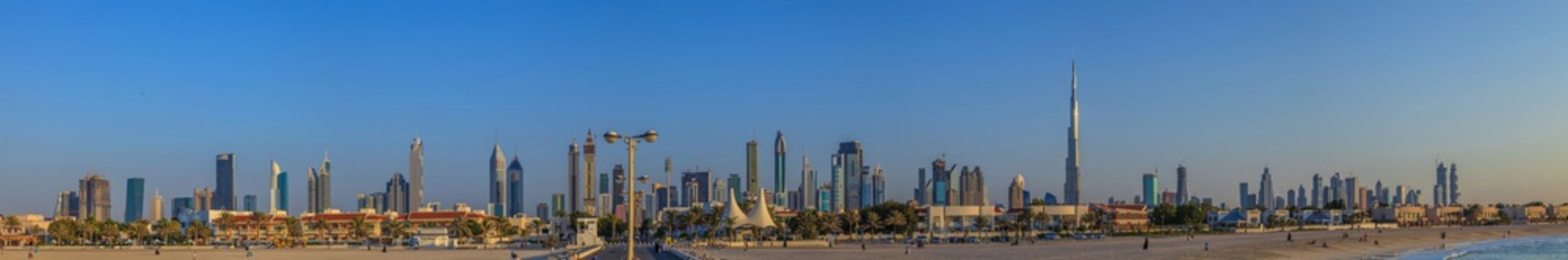 Panoramic picture of the Dubai skyline during daytime