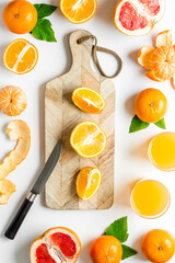 Orange juice with grapefruit mix top view