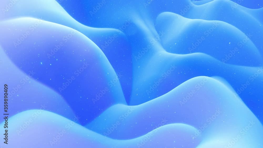 Aufkleber abstract waves of soft blue matte material with light inner glow and glitters on morphing surface. a