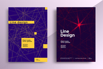 The minimal line covers design. Poster with dotted geometric pattern. 