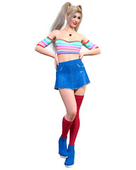 Young attractive girl in school uniform.