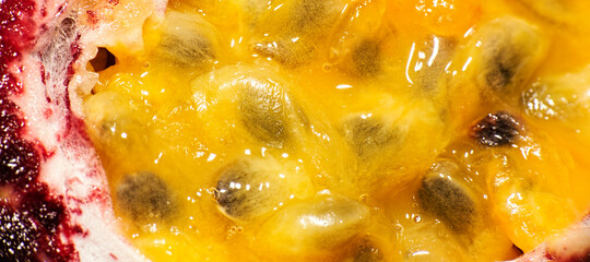 Detailed closeup macro photo of a passionfruit