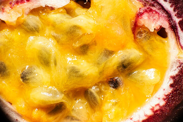 Detailed closeup macro photo of a passionfruit