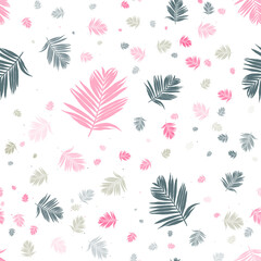Tropical leaves seamless pattern. Vector background design
