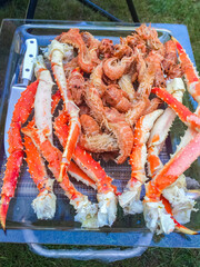 king crab big legs on a tray